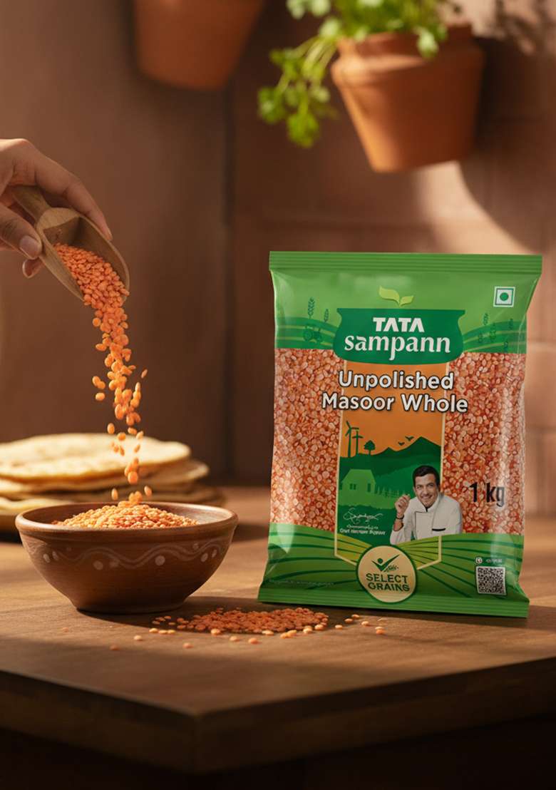 Tata Sampann Masoor Dal, Whole, 1Kg - Indya