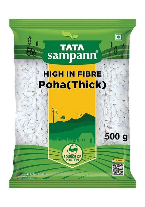 Tata Sampann, High In Fibre Poha(Thick), 500G