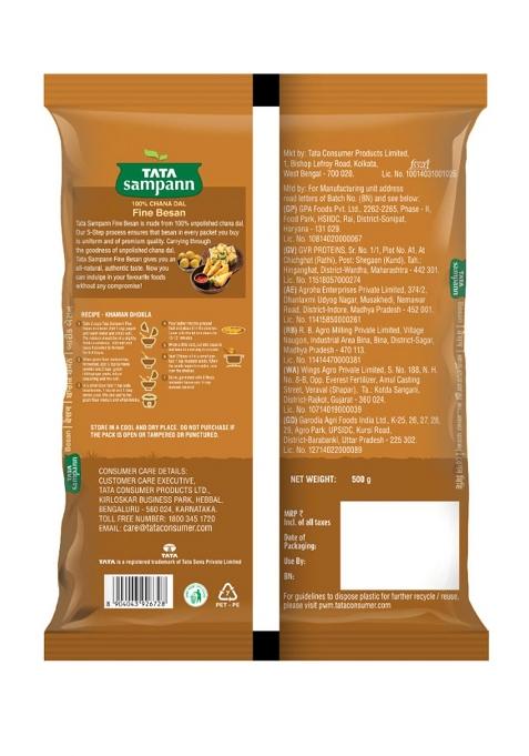 Tata Sampann 100% Chana Dal Fine Besan, Gram Flour, 500G