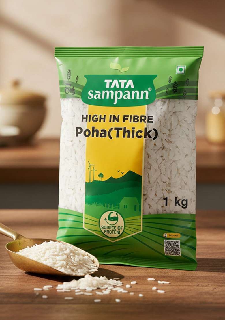 Tata Sampann, High In Fibre Poha(Thick), 1Kg - Indya