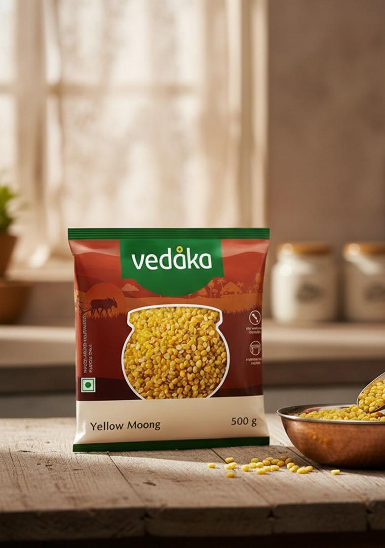 Vedaka Popular Unpolished Yellow Moong Dal, 500 G