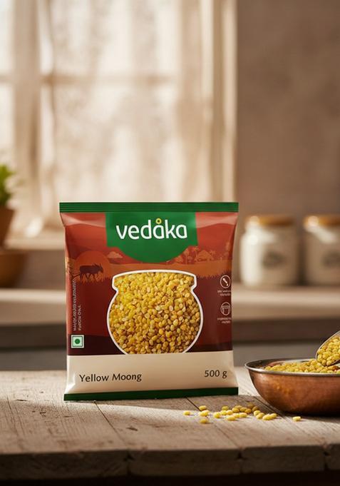 Vedaka Popular Unpolished Yellow Moong Dal, 500 G
