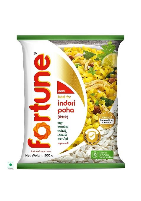 Fortune Thick Indori Poha, Super Soft, 500G