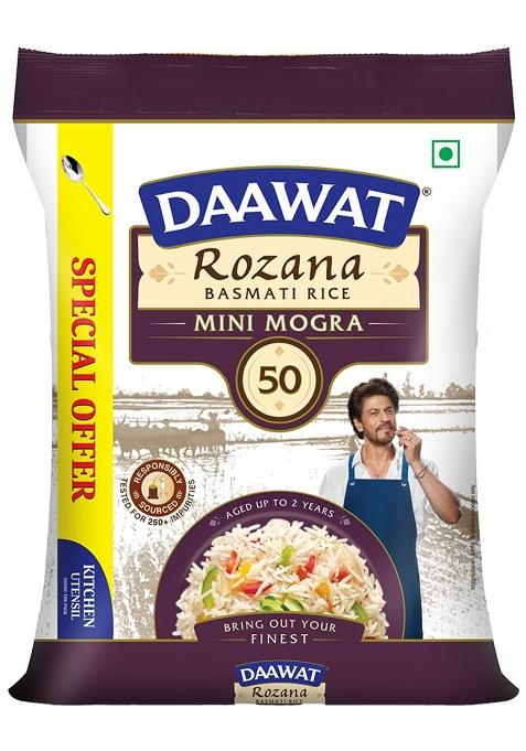 Daawat Sehat/Rozana Basmati Rice Mini Mogra, 5Kg
