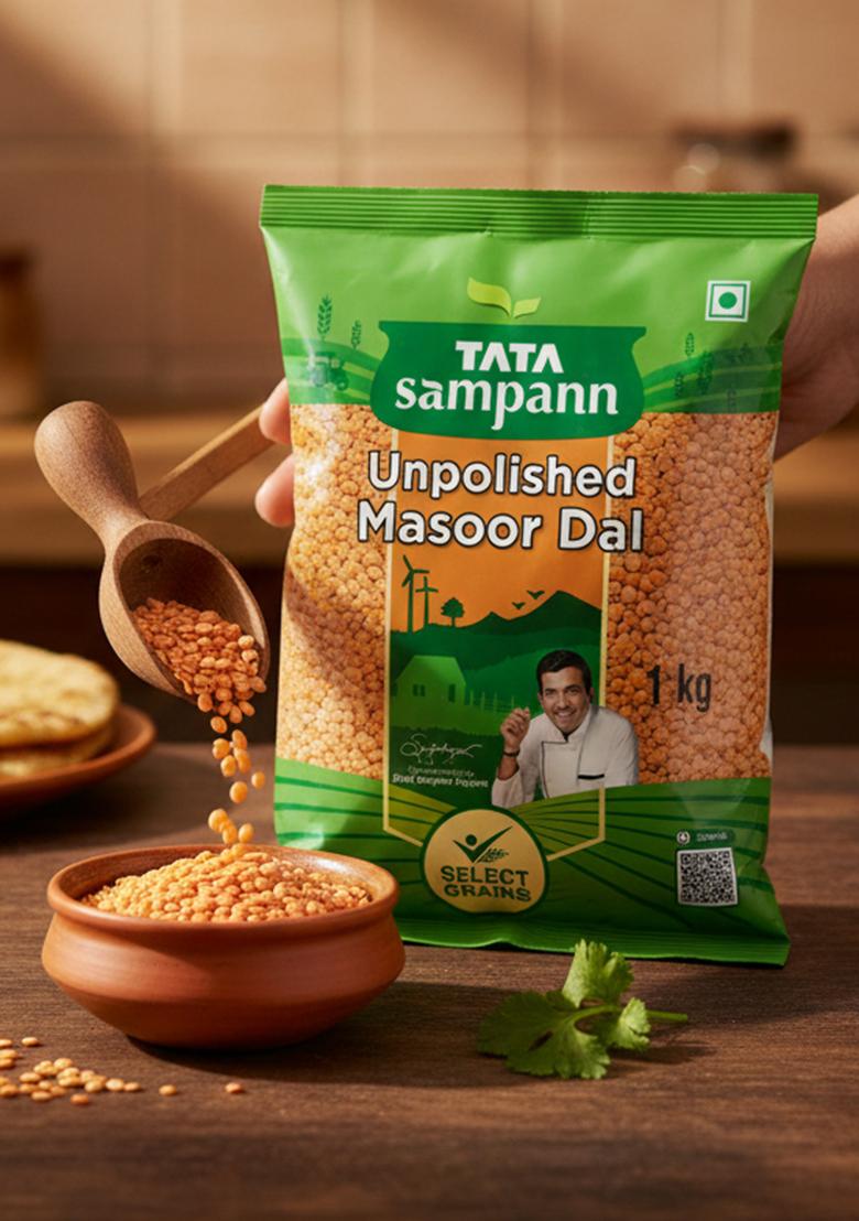Tata Sampann Unpolished Masoor Dal (Split), 1Kg