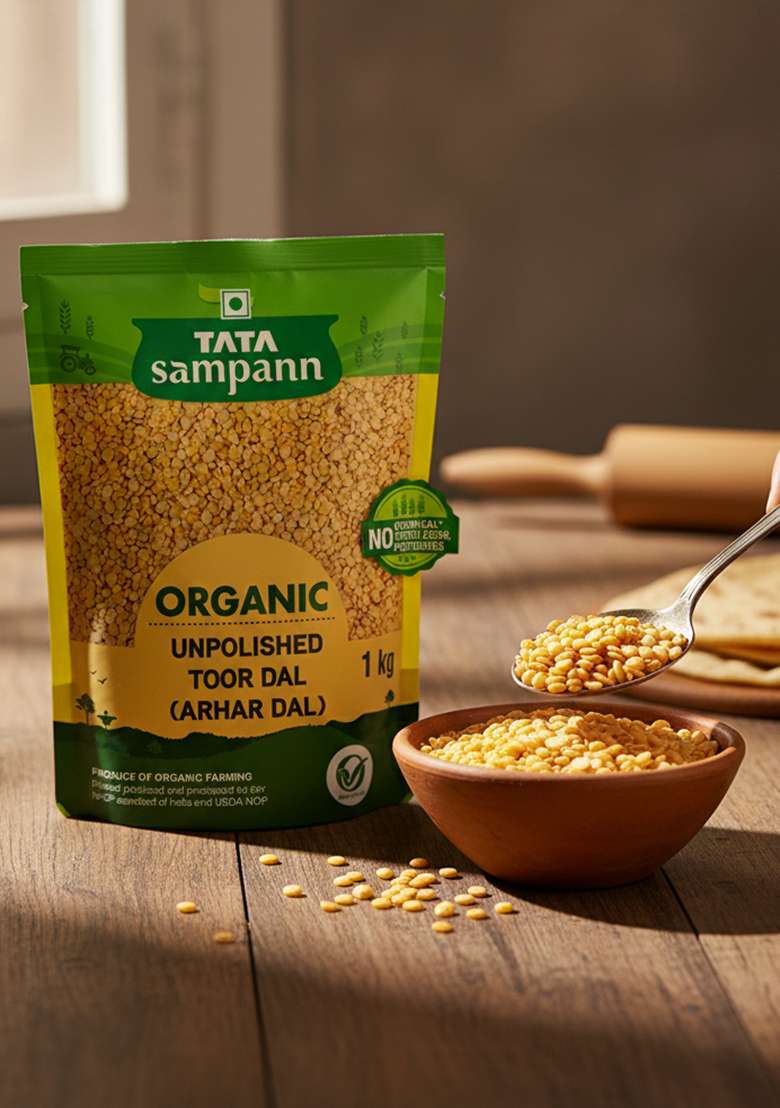Tata Sampann Organic Unpolished Toor Dal (Arhar Dal), 1 Kg - Indya