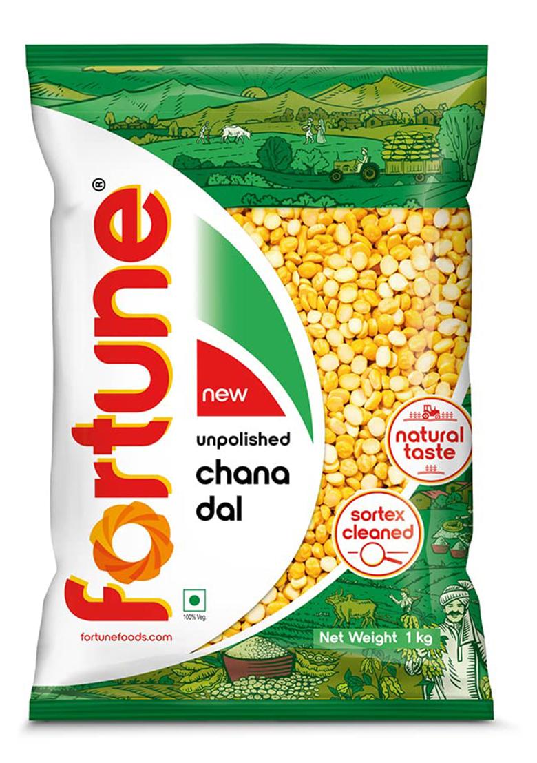 Fortune Chana Dal, 1 Kg, Unpolished And Sortex Cleaned