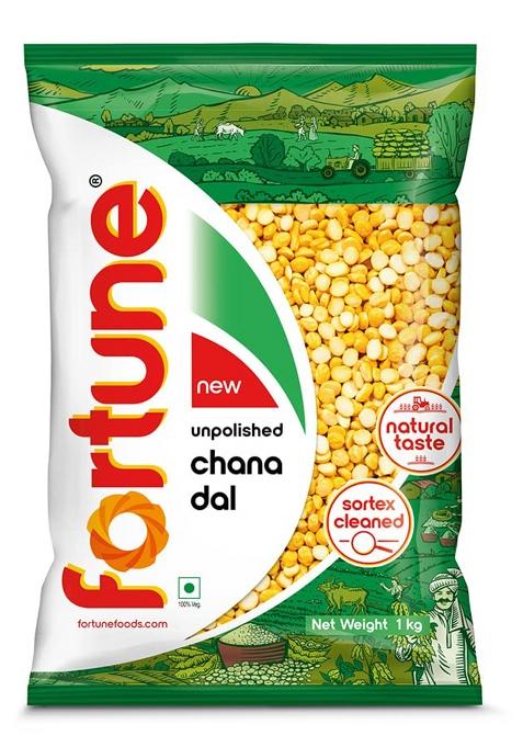 Fortune Chana Dal, 1 Kg, Unpolished And Sortex Cleaned