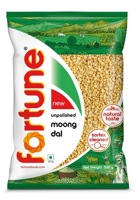Fortune Moong Dal, 500 Gm, Unpolished And Sortex Cleaned