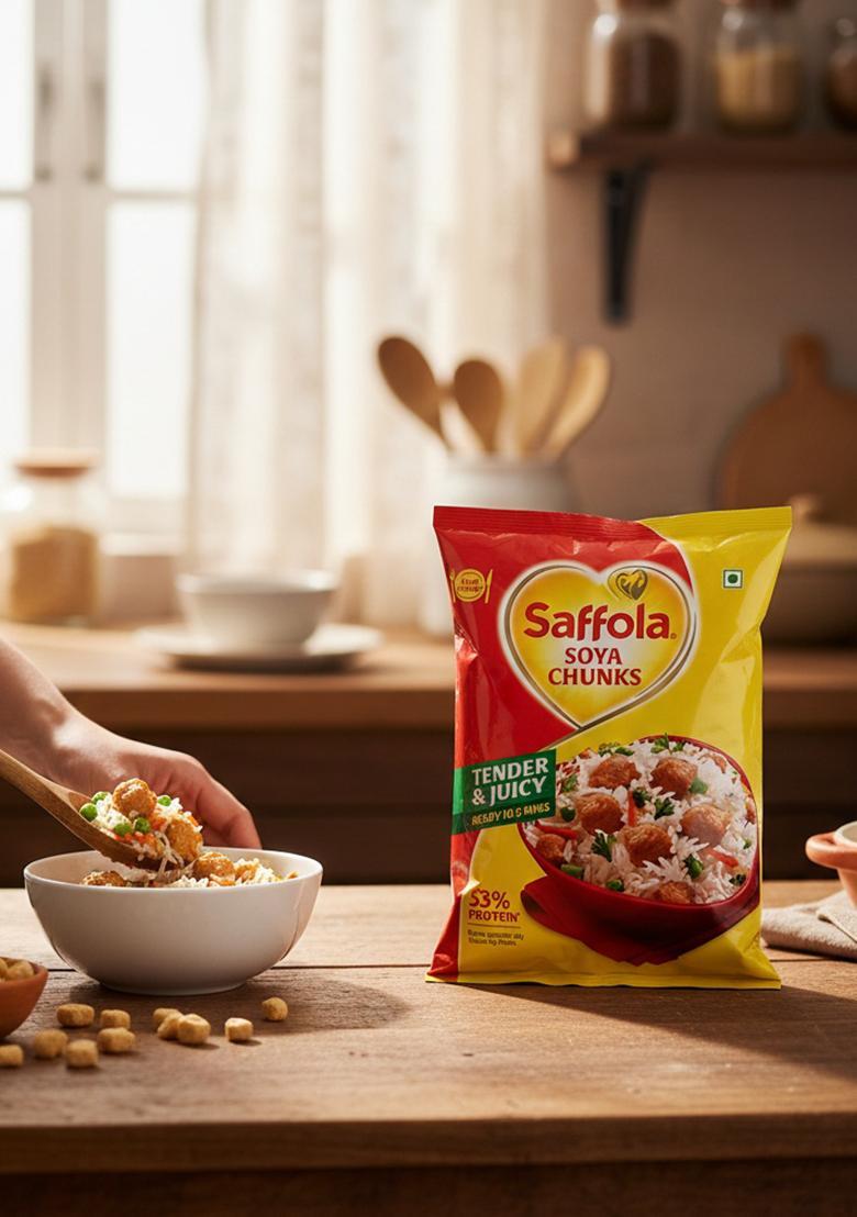 Saffola Soya Chunks, Tender & Juicy, 53% Protein, 1kg