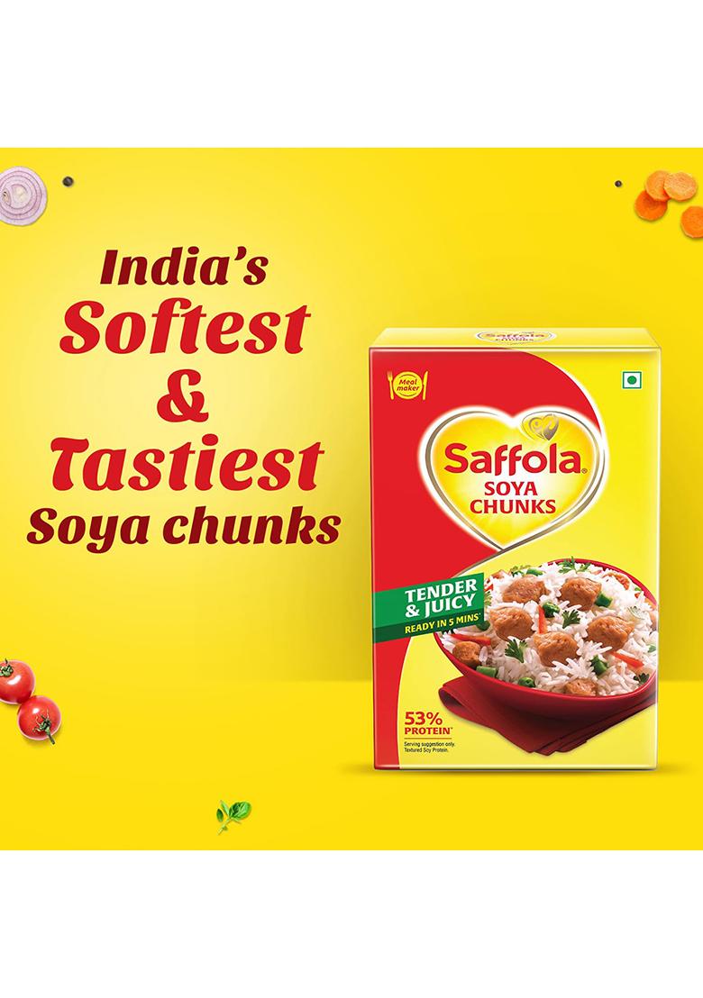Saffola Soya Chunks, Tender & Juicy, 53% Protein, 1kg