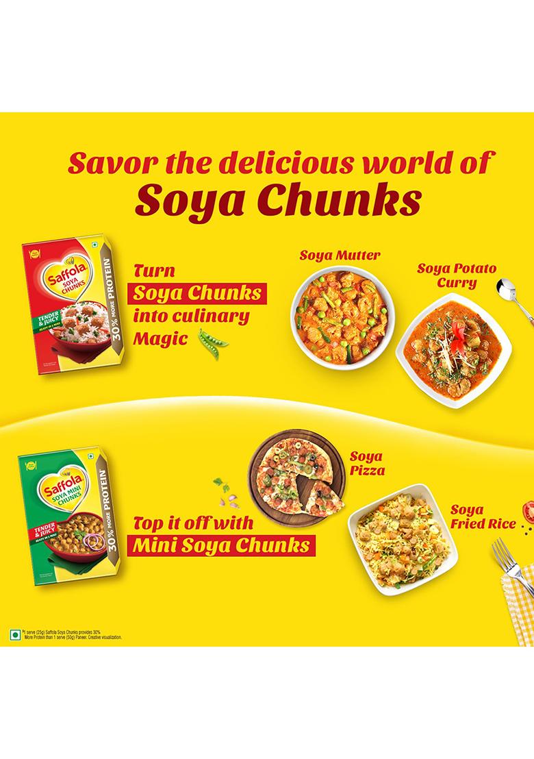 Saffola Soya Chunks, Tender & Juicy, 53% Protein, 1kg