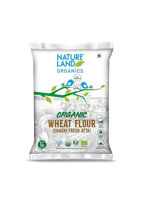 Natureland Organics Whole Wheat Flour 5 Kg - Organic Wheat Flour