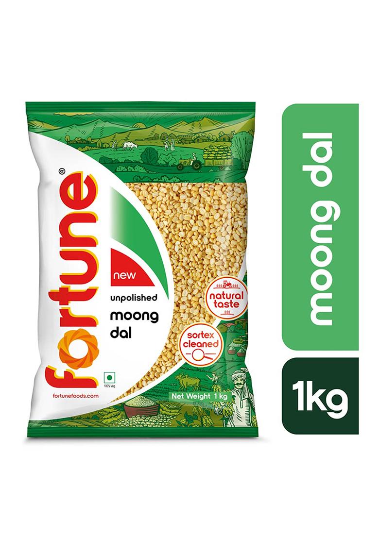 Fortune Moong Dal, 1 kg, Unpolished and Sortex cleaned