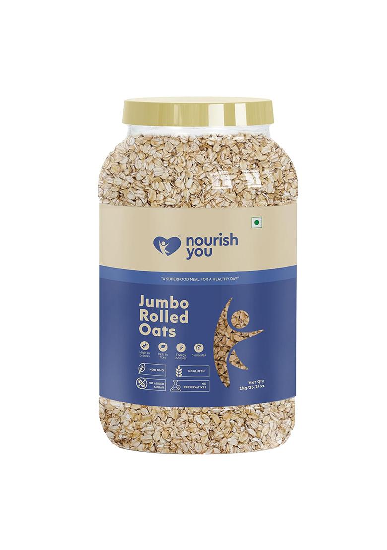 Nourish You Rolled Oats 1.2 kg â€“ 100% Wholegrain Oatmeal High Fiber & Protein-Rich Breakfast Cereal Diet Food for Weight Management Gluten-Free No Added Sugar
