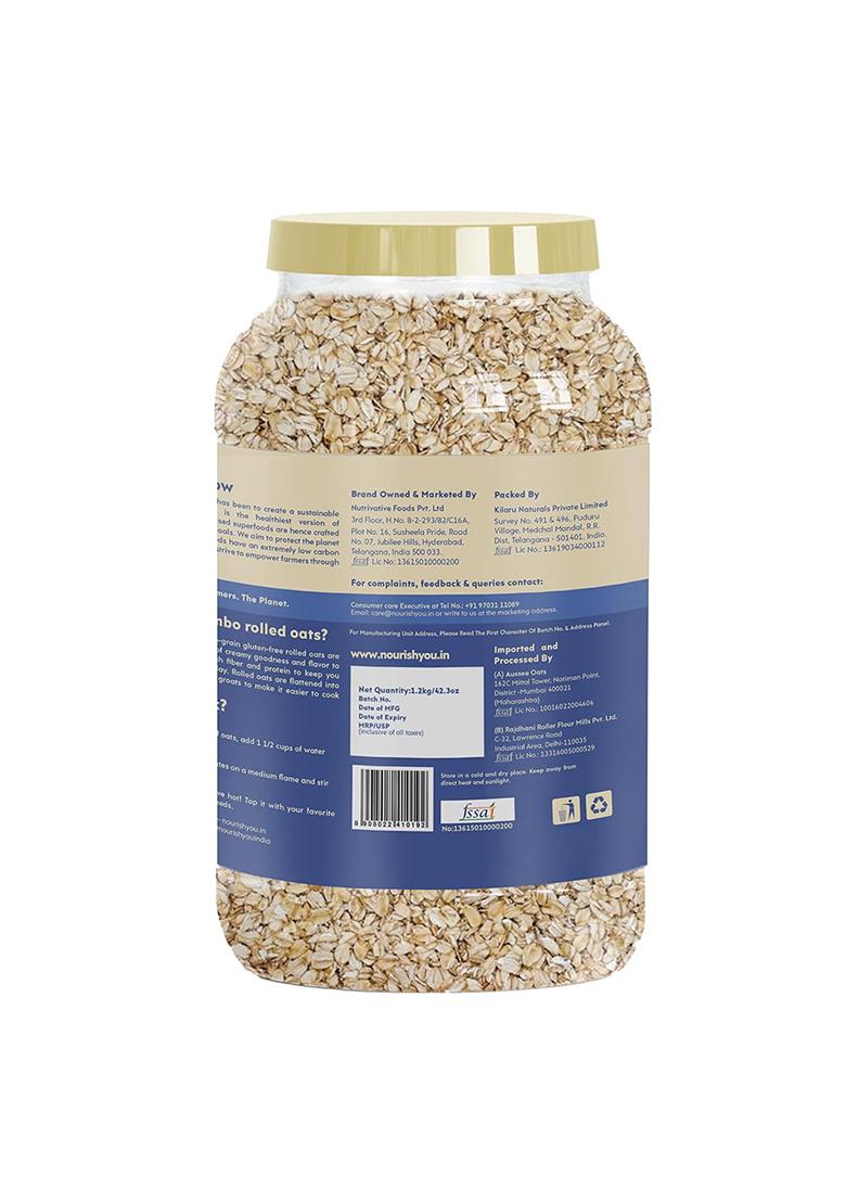 Nourish You Rolled Oats 1.2 kg â€“ 100% Wholegrain Oatmeal High Fiber & Protein-Rich Breakfast Cereal Diet Food for Weight Management Gluten-Free No Added Sugar