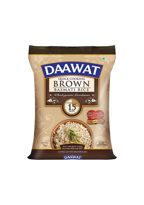 Daawat Brown, Cooks in 15-minute, Full Bran Intact, Fibre-Rich Basmati Rice, 5 Kg
