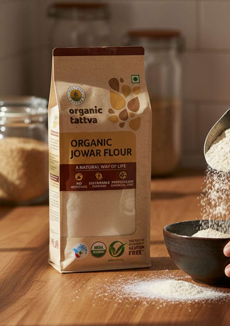 Organic Tattva Jowar Atta Â€“ All Natural And Fresh Sorghum Flour (500G, Pouch) | Pure & For Healthy Cooking - Indya
