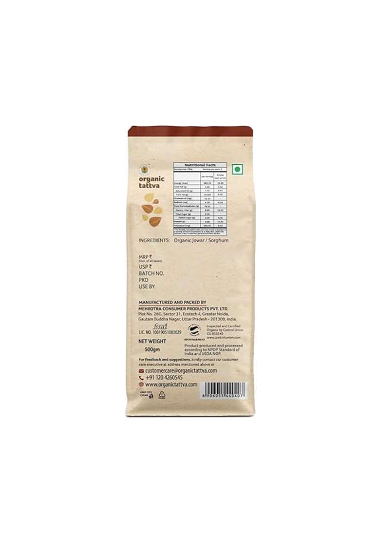 Organic Tattva Jowar Atta Â€“ All Natural And Fresh Sorghum Flour (500G, Pouch) | Pure & For Healthy Cooking - Indya