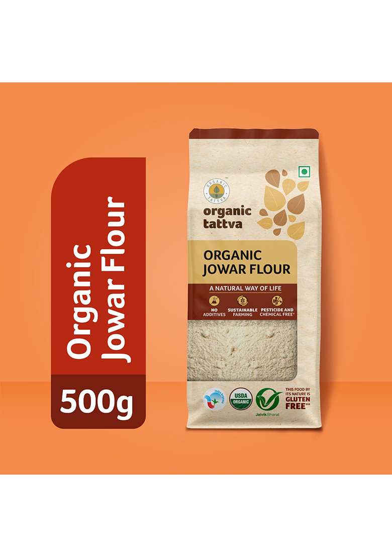 Organic Tattva Jowar Atta Â€“ All Natural And Fresh Sorghum Flour (500G, Pouch) | Pure & For Healthy Cooking - Indya