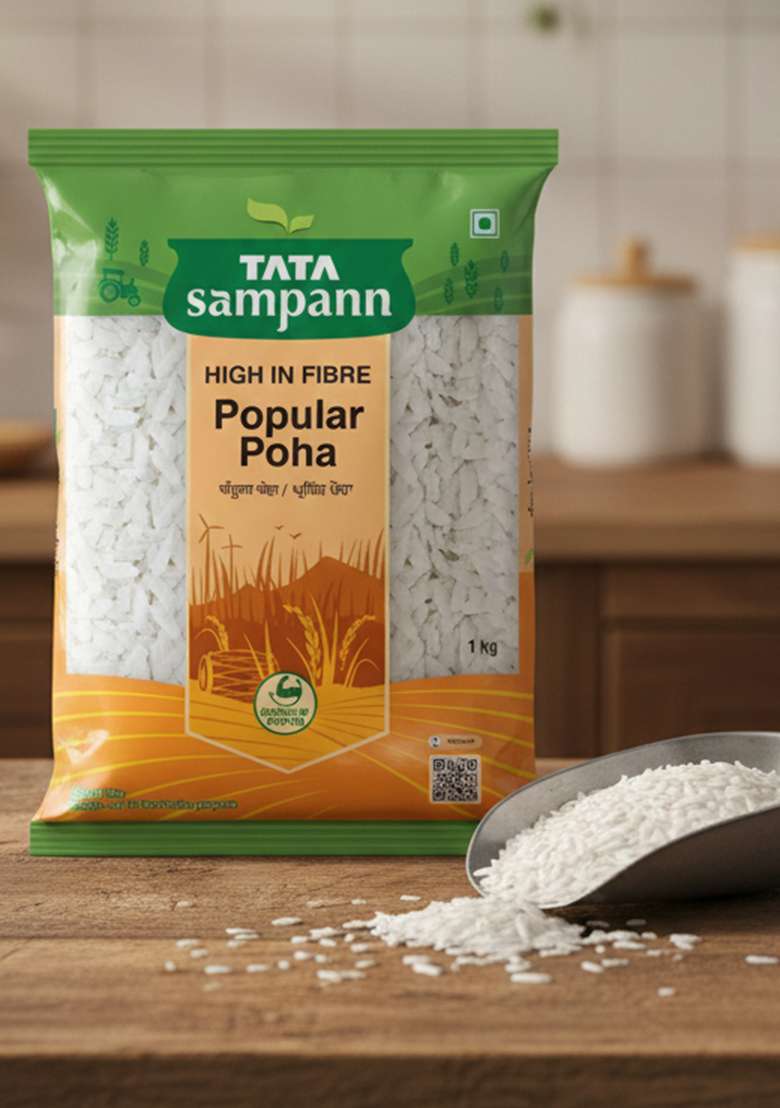 Tata Sampann High in Fibre Popular Poha(Thick), 1kg - Indya