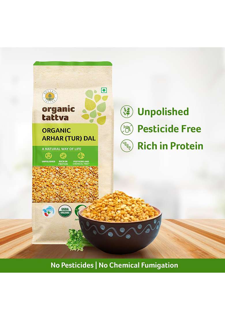 Organic Tattva Toor Dal, 1kg Arhar Dal - Indya