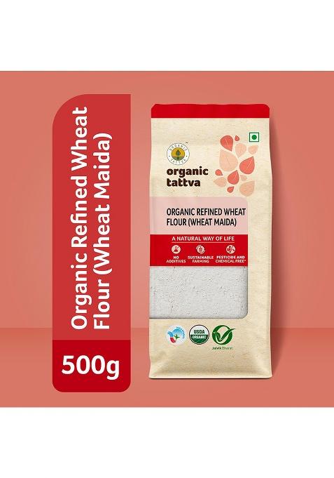 Organic Tattva Maida 500g | Organic Maida Flour | Refined from Whole Wheat | Pure Gluten Free Maida for Baking, Breads, Cookies and Cooking