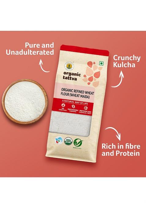 Organic Tattva Maida 500g | Organic Maida Flour | Refined from Whole Wheat | Pure Gluten Free Maida for Baking, Breads, Cookies and Cooking