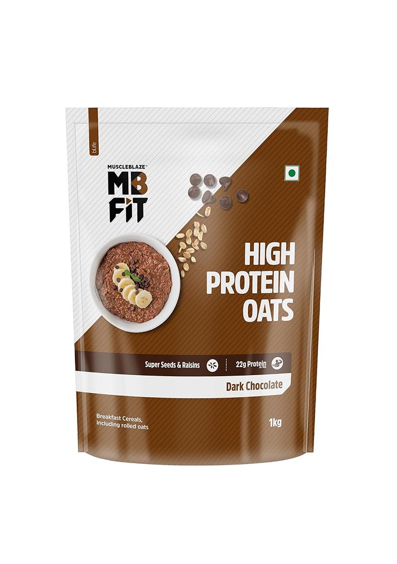 Muscleblaze Fit High Protein Oats (Dark Chocolate, 1kg) | 22g Protein | Breakfast Cereals for Weight Management