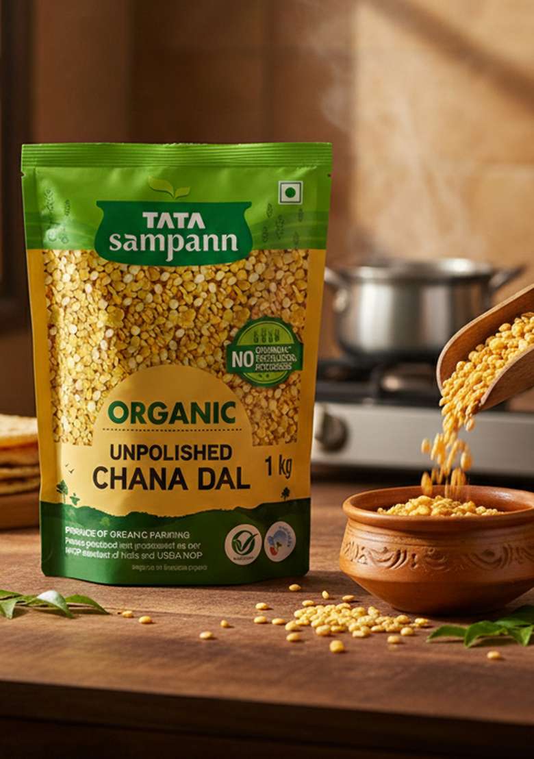 Tata Sampann Organic Unpolished Chana Dal, 1kg - Indya
