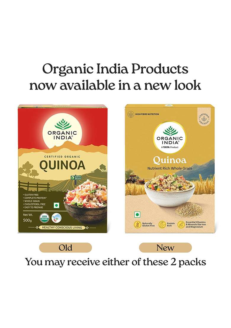 Organic India A TATA Product â€“ Quinoa â€“ 500g Nutrient-Rich Whole Grain Protein-Rich Gluten-Free Source of Iron & Magnesium - Indya