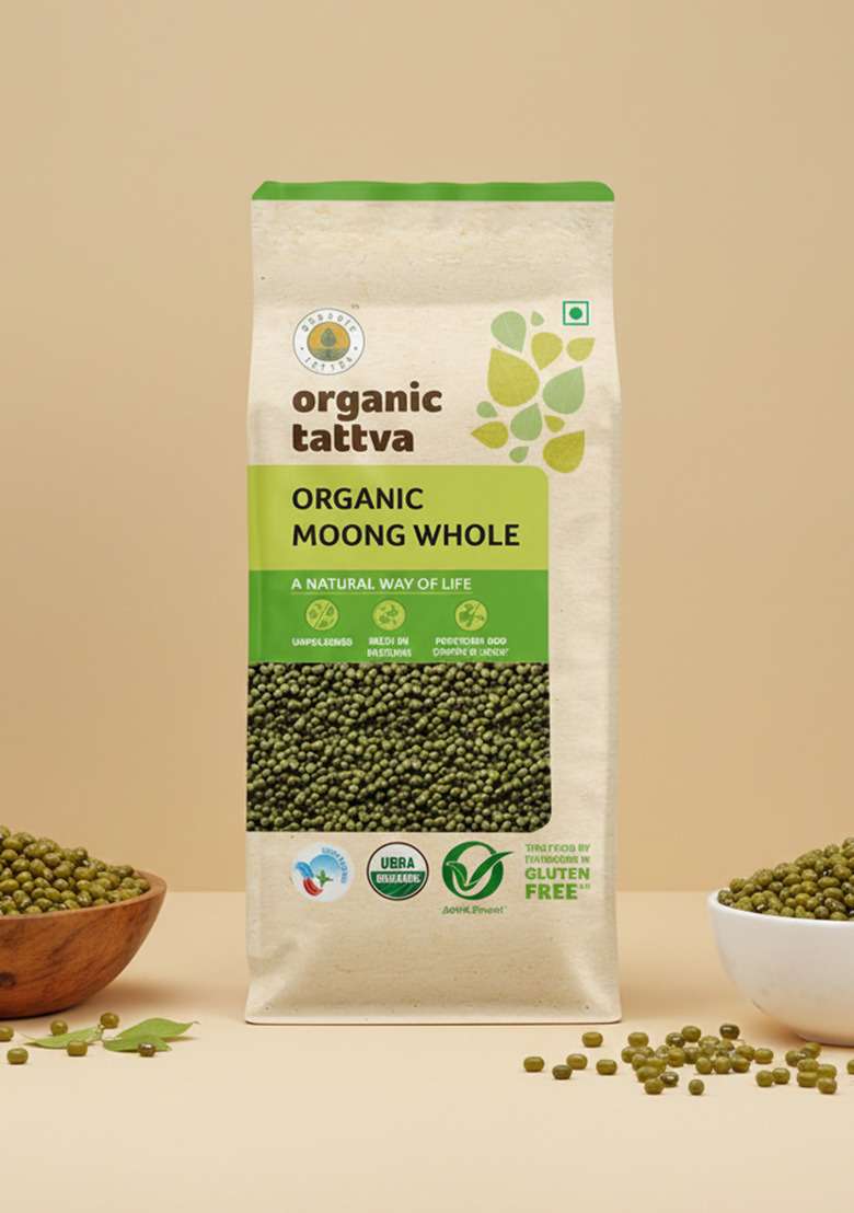 Organic Tattva Moong Dal 500 gm | Green Sabut Protein Rich Naturally Grown Gram Whole - Indya