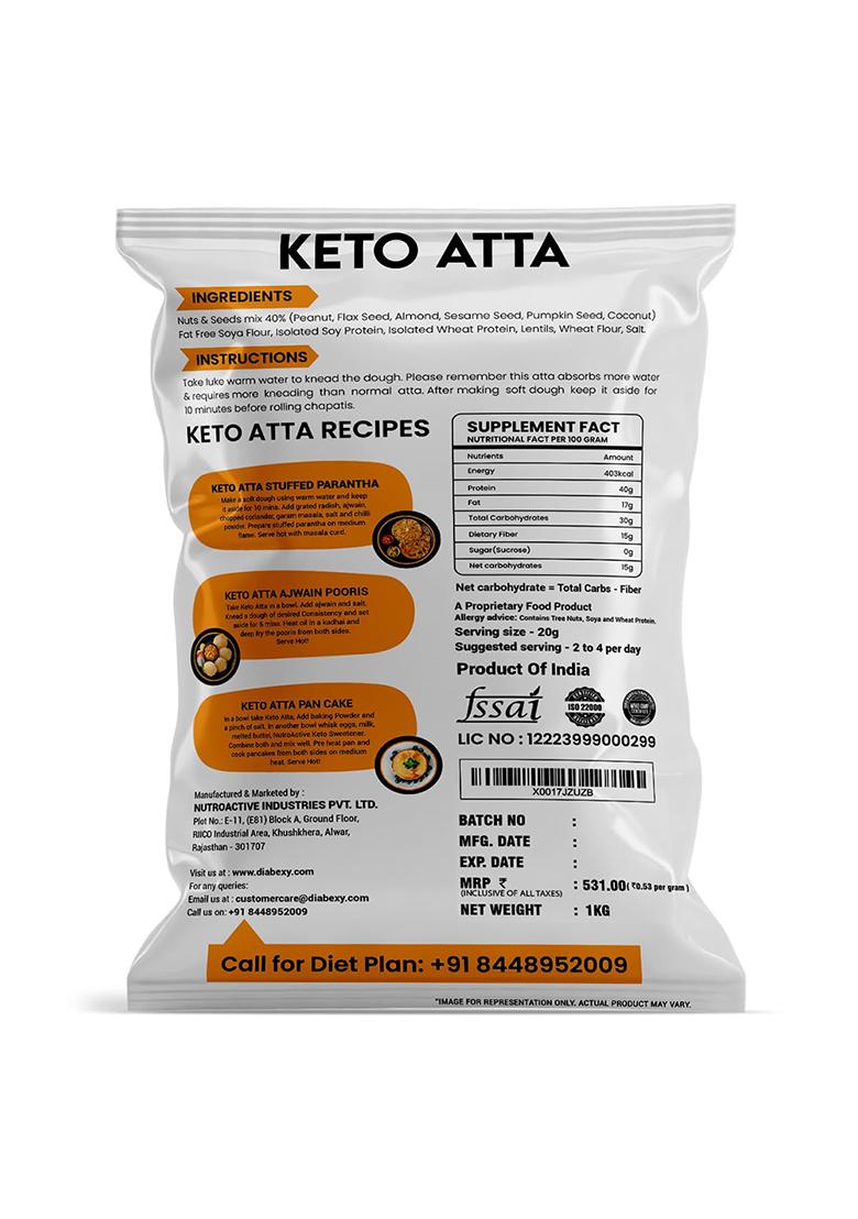 Nutroactive Keto Atta Net Carb (3g Net Carb Per Roti) Extremely Low Carb Flour