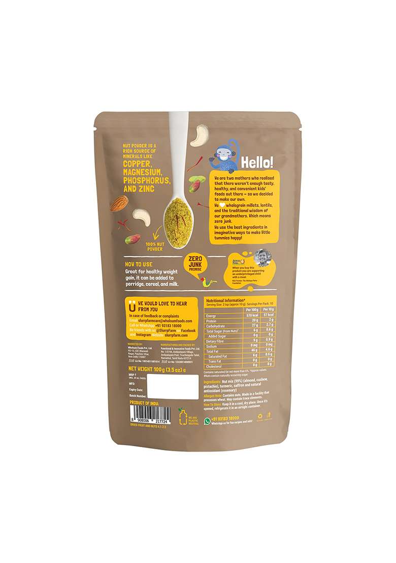 Slurrp Farm NO Added Sugar 100% Natural Nut Powder, 100 G - Indya