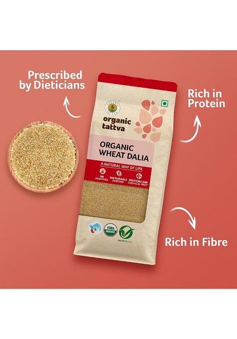 Organic Tattva Wheat Daliya 500g â€“ Broken Wheat Naturally Processed Wheat Rava Pure & Organic Ideal for Healthy Meals Hygienically Packed