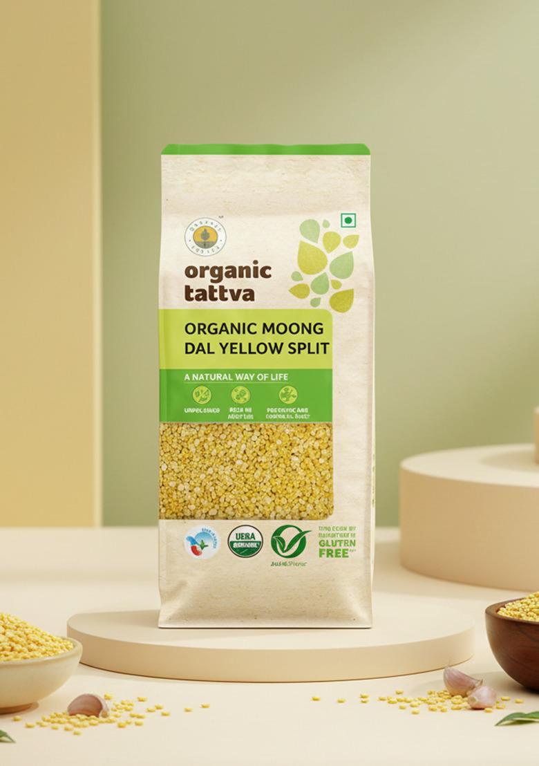 Organic Tattva Yellow Moong Dal Split 500g | Organic Moong Dal | Healthy & Protein-Rich Daal | Natural Daal for Daily Cooking