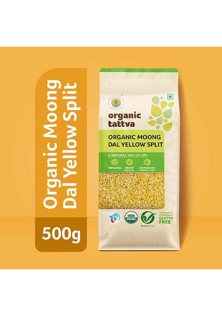 Organic Tattva Yellow Moong Dal Split 500g | Organic Moong Dal | Healthy & Protein-Rich Daal | Natural Daal for Daily Cooking