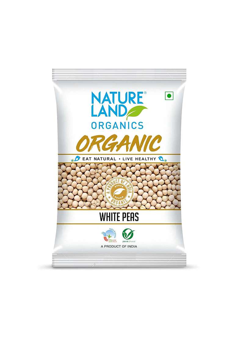 Natureland Organics White Peas 500 Gm - Organic Peas - Indya