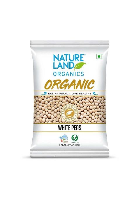 Natureland Organics White Peas 500 Gm - Organic Peas