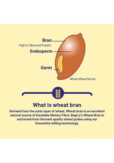 Bagrry'S Bagrryâ€™s Wheat Bran 500g High Fibre & Protein Natural Prebiotic Supports Digestion & Gut Health Ideal for Weight Loss & Baking Add to Atta No Preservatives