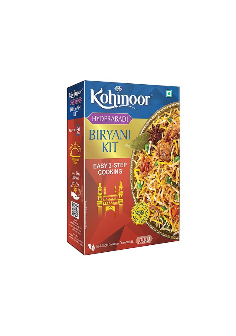 Kohinoor Basmati Biryani Kit Hyderabadi, 333g | Ready-to-Cook Authentic Biryani | Easy 3-Step Recipe (Weight May Vary)