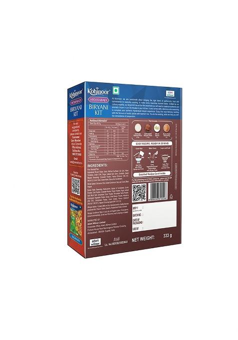 Kohinoor Basmati Biryani Kit Hyderabadi, 333g | Ready-to-Cook Authentic Biryani | Easy 3-Step Recipe (Weight May Vary)