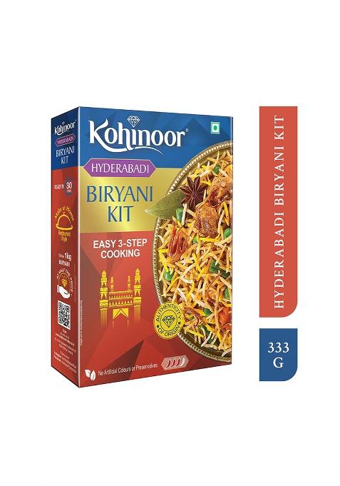 Kohinoor Basmati Biryani Kit Hyderabadi, 333g | Ready-to-Cook Authentic Biryani | Easy 3-Step Recipe (Weight May Vary)