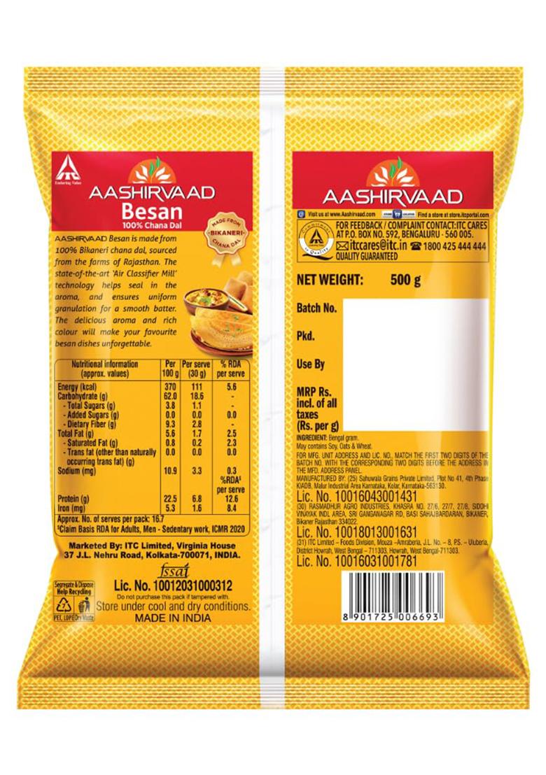 Aashirvaad, 100% Bikaneri Chana Dal Besan, 500 G