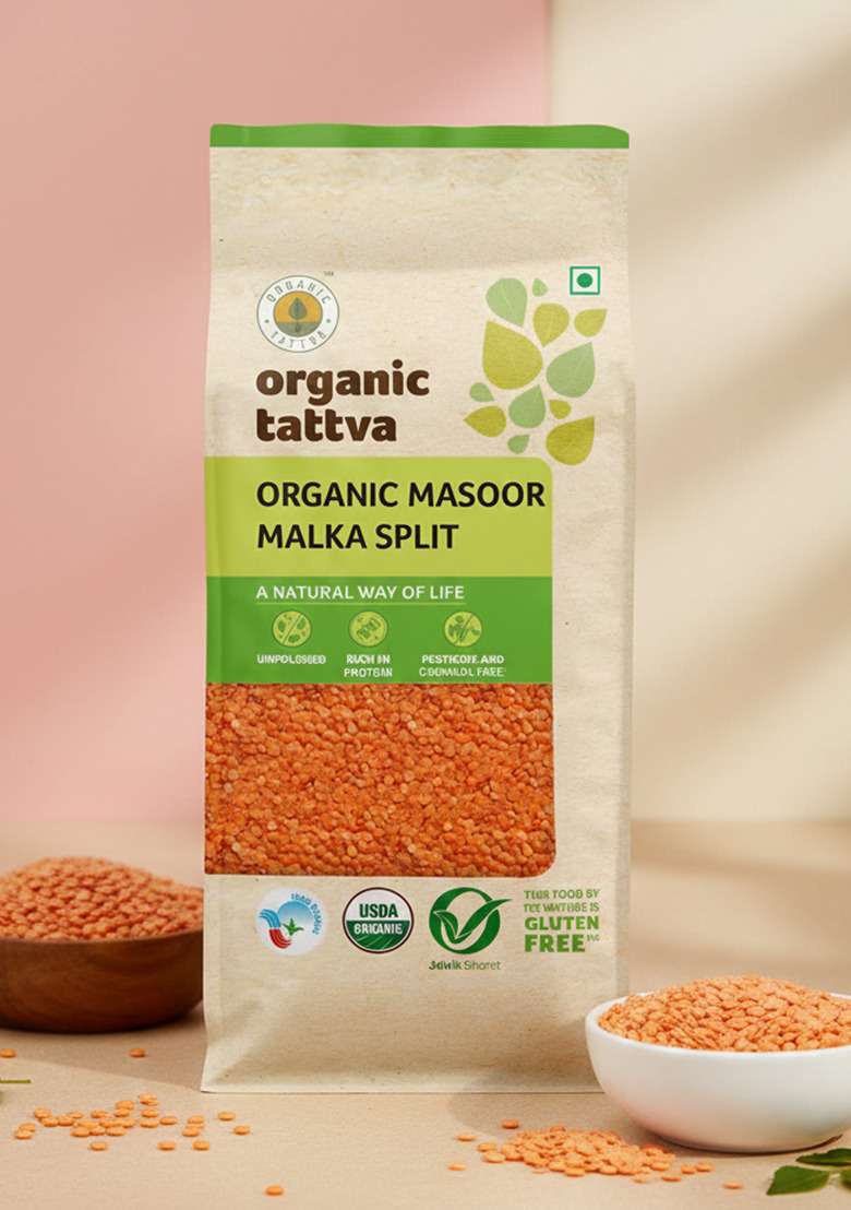 Organic Tattva Masoor Malka Split, 500G - Indya