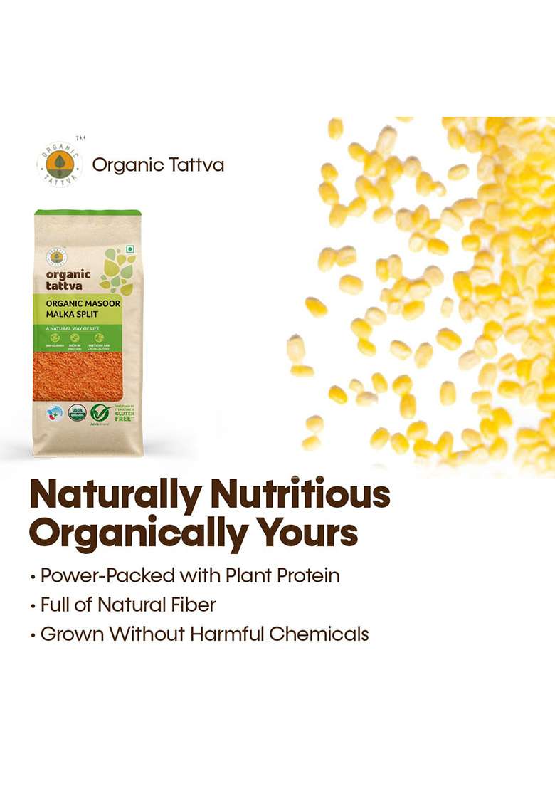Organic Tattva Masoor Malka Split, 500G - Indya