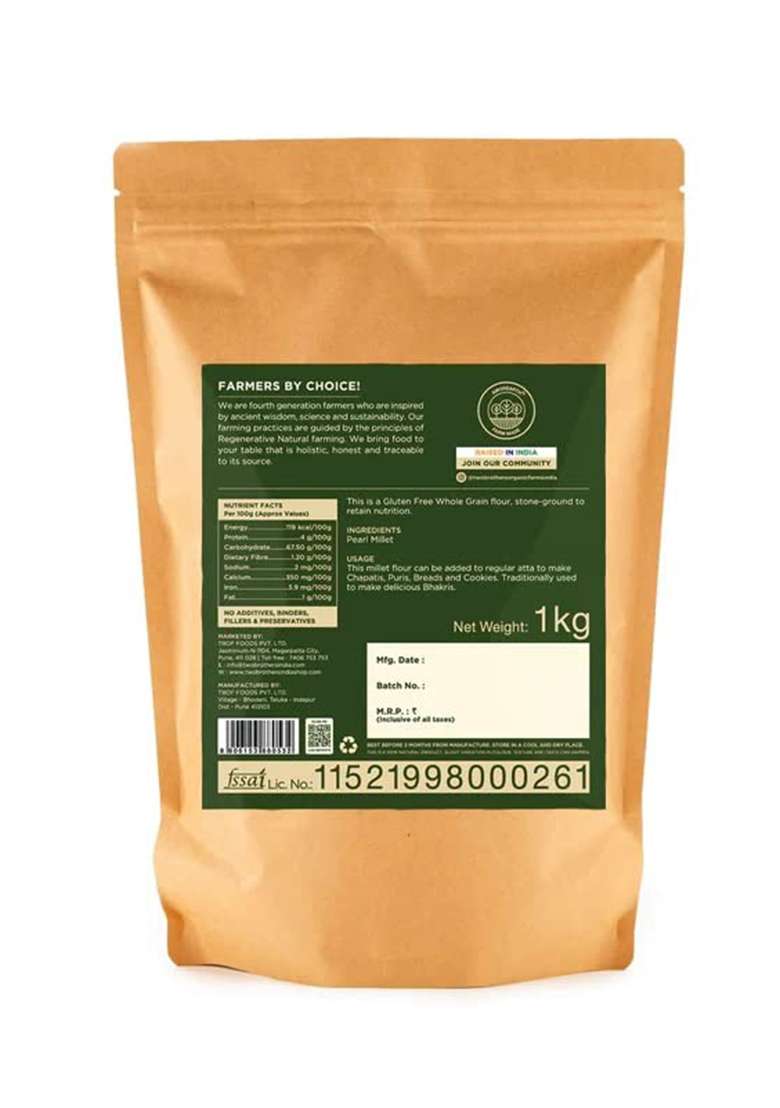 Two Brothers Organic Farms Bajra Atta 1Kg - Indya