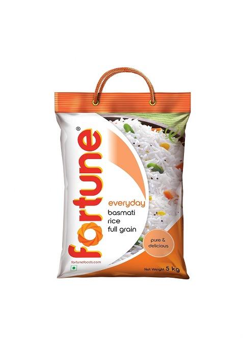 Fortune Everyday Basmati Rice, 5 Kg | Full Grain, Fluffy & Non-Sticky | Ideal for Daily Cooking