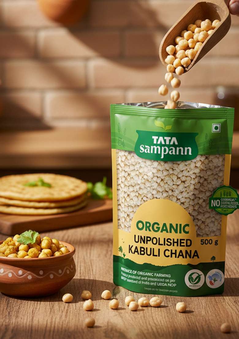 Tata Sampann Organic Unpolished Kabuli Chana, 500G - Indya