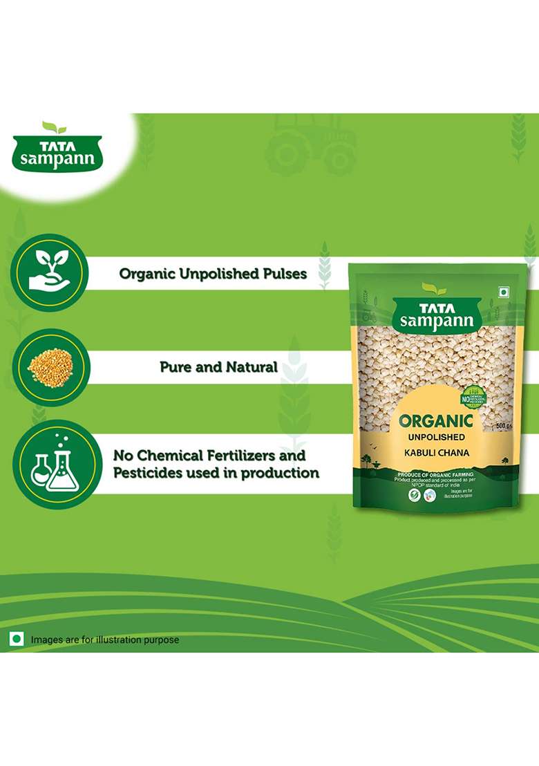 Tata Sampann Organic Unpolished Kabuli Chana, 500G - Indya